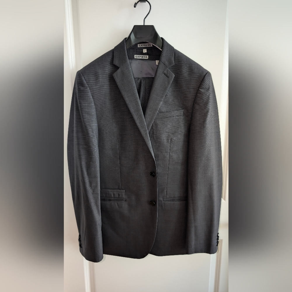 Express Photographer Slim Fit 3-Piece Suit - Charcoal 40R, 31/32 Pants